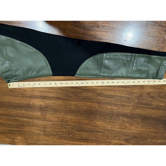 Rebecca Minkoff Pants 2‎ Lamb Leather Green Black Riding Pants Equestrian Luxury - Picture 6 of 10